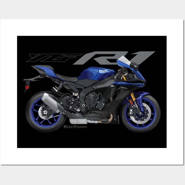 Yamaha R1 19 blue, sl Wall Art by MessyHighway